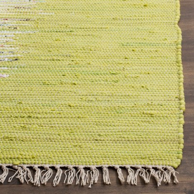 Ivory and Citron Handwoven Square Wool Cotton Area Rug