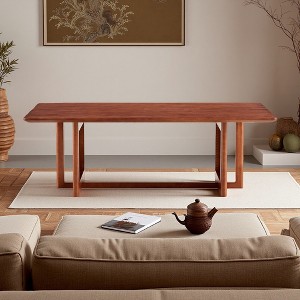 47" Solid Wood & Rattan Low Tea Coffee Table - 1 of 4