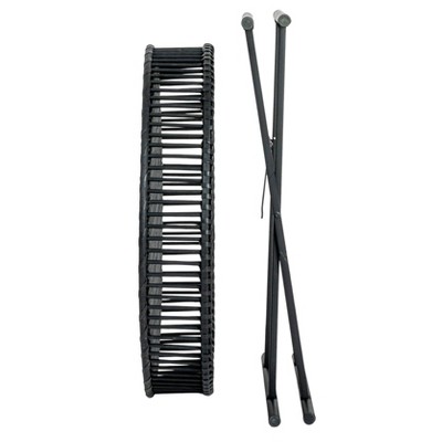 Black Bamboo and Metal Round Tray Tables Set of 2