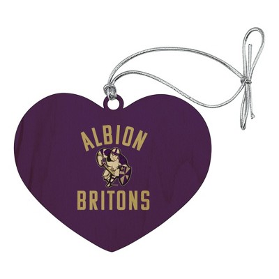 Albion College Britons Logo Heart Love Wood Christmas Tree Holiday Ornament