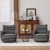 Set of 2 Swivel Accent Chair, Boucle Fabric Upholstered Armrest Chair with Metal Base, Striped Lounge Chair for Living Room, Bedroom-Koiai - 2 of 4