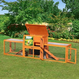 Sandinrayli 94-in Indoor & Outdoor Wooden Rabbit Hutch - 1 of 4
