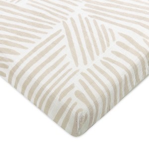 Babyletto Oat Stripe Muslin All-Stages Midi Crib Sheet - 1 of 4