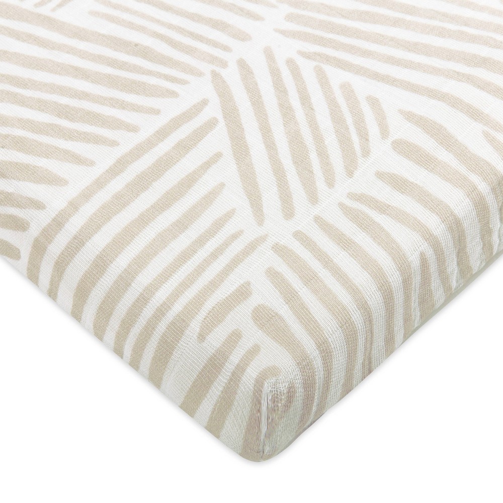 Photos - Bed Linen Babyletto Oat Stripe Muslin All-Stages Midi Crib Sheet