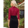 Allegra K Women Sheer Floral Lace Elegant 3/4 Sleeve Bolero Shrug Cardigan Top - 3 of 4