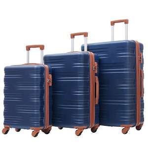 3 Pcs Hardshell Luggage Sets With 360° Spinner Wheels TSA Lock Adjustable Telescopic Handle Lightweight Suitcase For Travel 3 Sizes (20" 24" 28") - 1 of 4