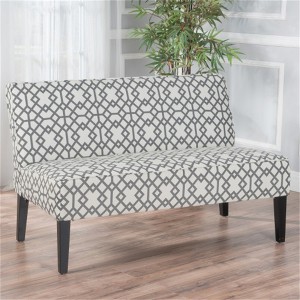 SKRAN Contemporary Loveseat for Living Room - Upholstered Fabric with Geometric Pattern and Birch Wood Frame, Grey - 1 of 4