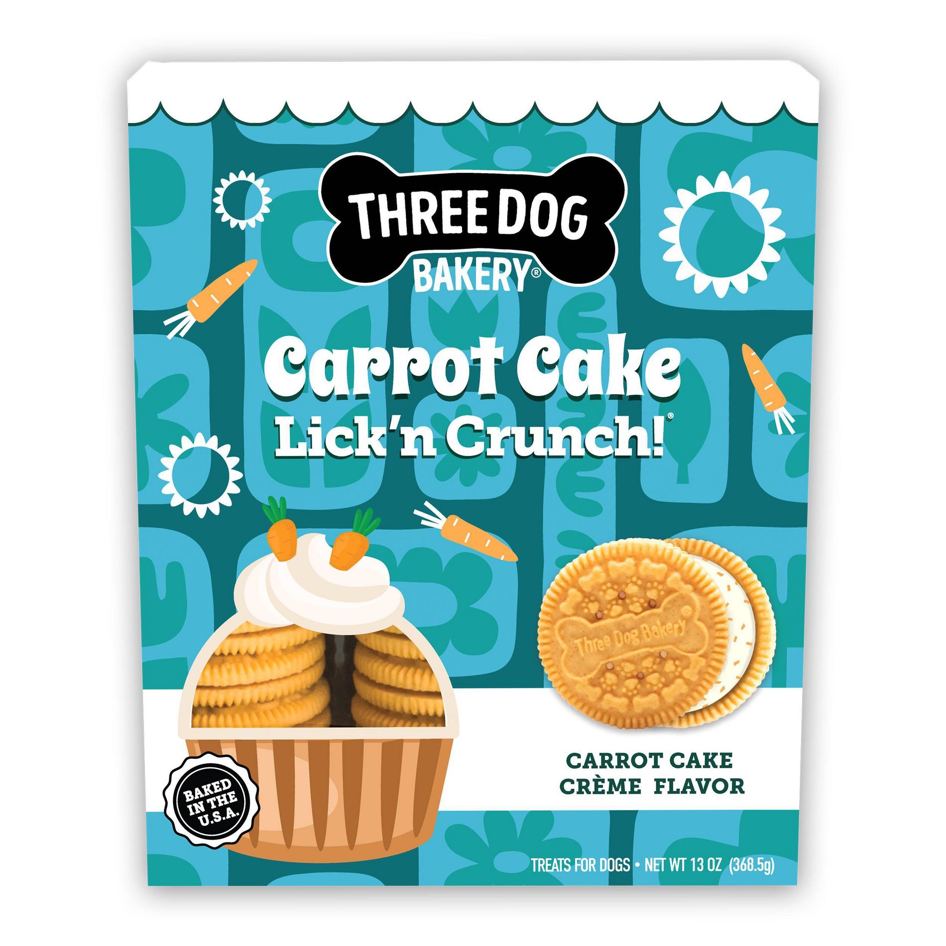 Three Dog Bakery Lick'n Crunch Cookie Carrot and Vanilla Flavor Crunchy Dog Treats - 13oz