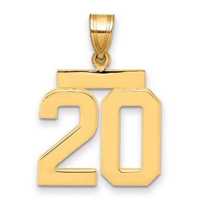 Black Bow Jewelry 14k Yellow Gold, Athletic Collection Medium Polished Number 20 Pendant
