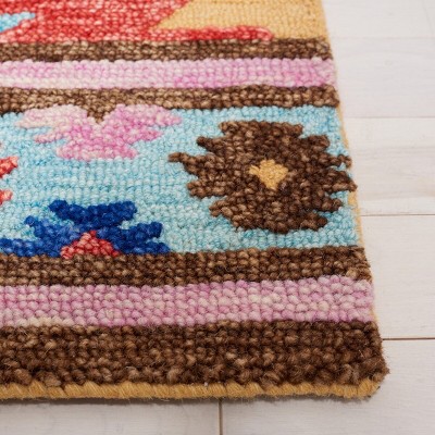 Aspen Blue and Multicolor Wool Geometric Runner Rug