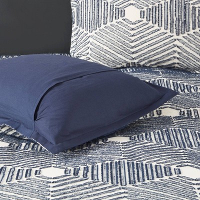 Navy Full Cotton Jacquard Reversible Bedspread Set
