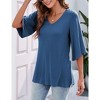 Chiffon Blouses for Women Ruffle 3/4 Sleeve Dressy V Neck Casual Flowy Tunic Tops - 2 of 4
