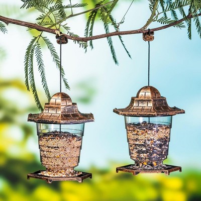 SYNCFUN 2 Pack Wild Bird Feeder Hanging for Garden Yard Outside Decoration, Panorama Gazebo Stretchable Birdfeeder