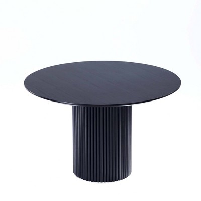Black Ash Wood Round Dining Table with 4 Cane Chairs