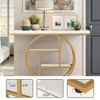 Lirago, 4-Tier Entryway Table with Circular Metal Frame, Made of Engineered Wood & Metal,11.81"D x 41.34"W x 31.5"H,Rustic White - 3 of 4