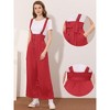 Allegra K Women's High Waist Wide Leg Belted Button Long Overalls Jumpsuit - 2 of 4