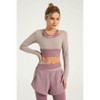 Women's Long Sleeve Fake Two-Piece Sports Top - 2 of 4