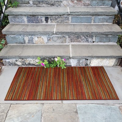 Saffron Stripe Synthetic Flat Woven Indoor/Outdoor Rug