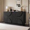 4-Door Large Storage Sideboard, Wood Sideboard Cabinet with Semi-Circular Handles and Adjustable Shelves - Leovsnove - 2 of 4