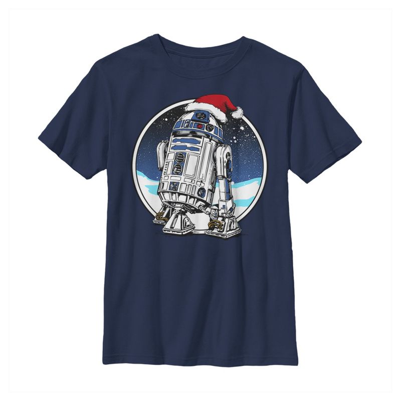 Boy's Star Wars Christmas R2-D2 Santa Hat T-Shirt, 1 of 4