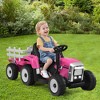 Costway 12V Kids Ride On Tractor with Trailer Ground Loader w/ RC & Lights Red\Pink\Green - 2 of 4