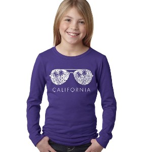 LA Pop Art Girl's Word Art Long Sleeve - California Shades - 1 of 4