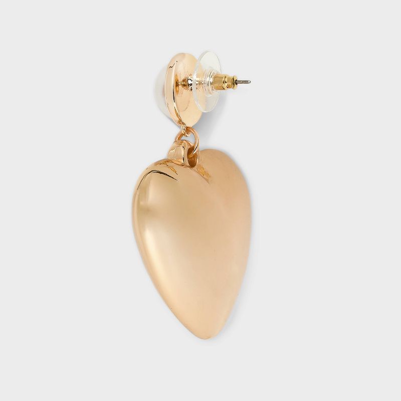 Puffy Heart Pearl Drop Earrings - Wild Fable&#8482; Gold, 4 of 7