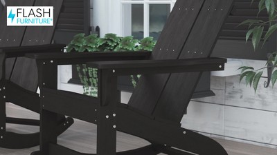 Gray Poly Resin Wood Adirondack Rocking Chair with Arms