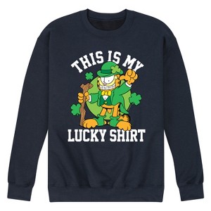 Men's - Garfield - This is My Lucky Shirt St. Patrick's Day Graphic Fleece Sweatshirt - 1 of 4