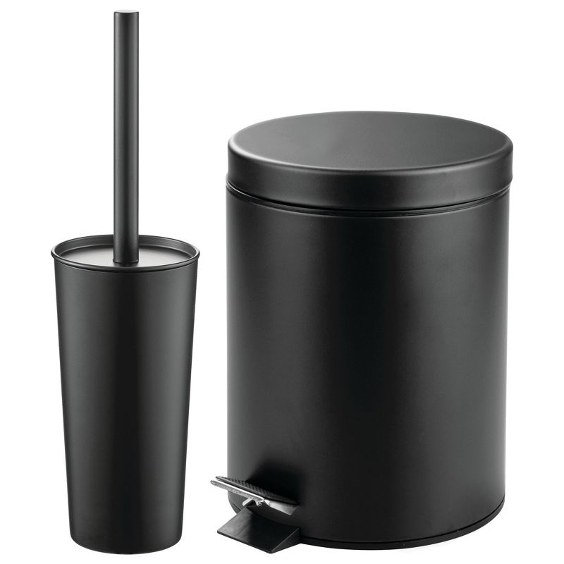 mDesign Toilet Brush Holder and Step Trash Can, 2 Pack, 1 of 9