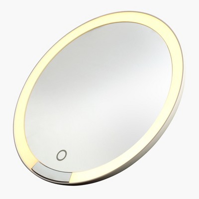 White Round Portable Makeup Mirror with Bluetooth Speaker