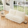 Modern Chenille Armless Sofa Set Of 2,Accent Chairs With 2 Big Back Cushions And 2 Big Pillows,Single Couch,Slipcovered Chair-Maison Boucle - 3 of 4