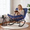 Oversized Outdoor Rocking Chair with Foldable Footrest and Cushion, Modern Patio Papasan Lounge Chair for Garden, Porch,Balcony - 2 of 4