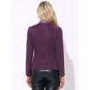 INSPIRE CHIC Women's Lapel Collar Button Front Long Sleeve Faux Suede Blazer - 3 of 4