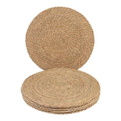 REGALWOVEN Farmhouse Placemats Set of 6 Straw Woven Placemats for Dining Table Decor Indoor Outdoor Kitchen Table Mat
