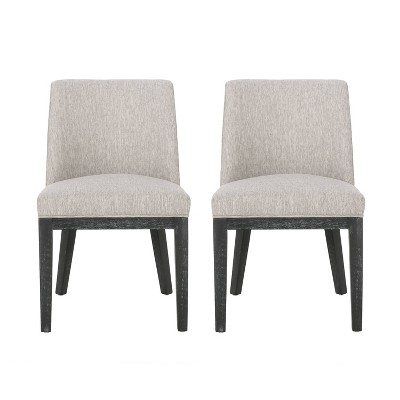 Christopher Knight Home Set of 2 Camas Upholstered Dining Chairs Light Gray/Weathered Gray