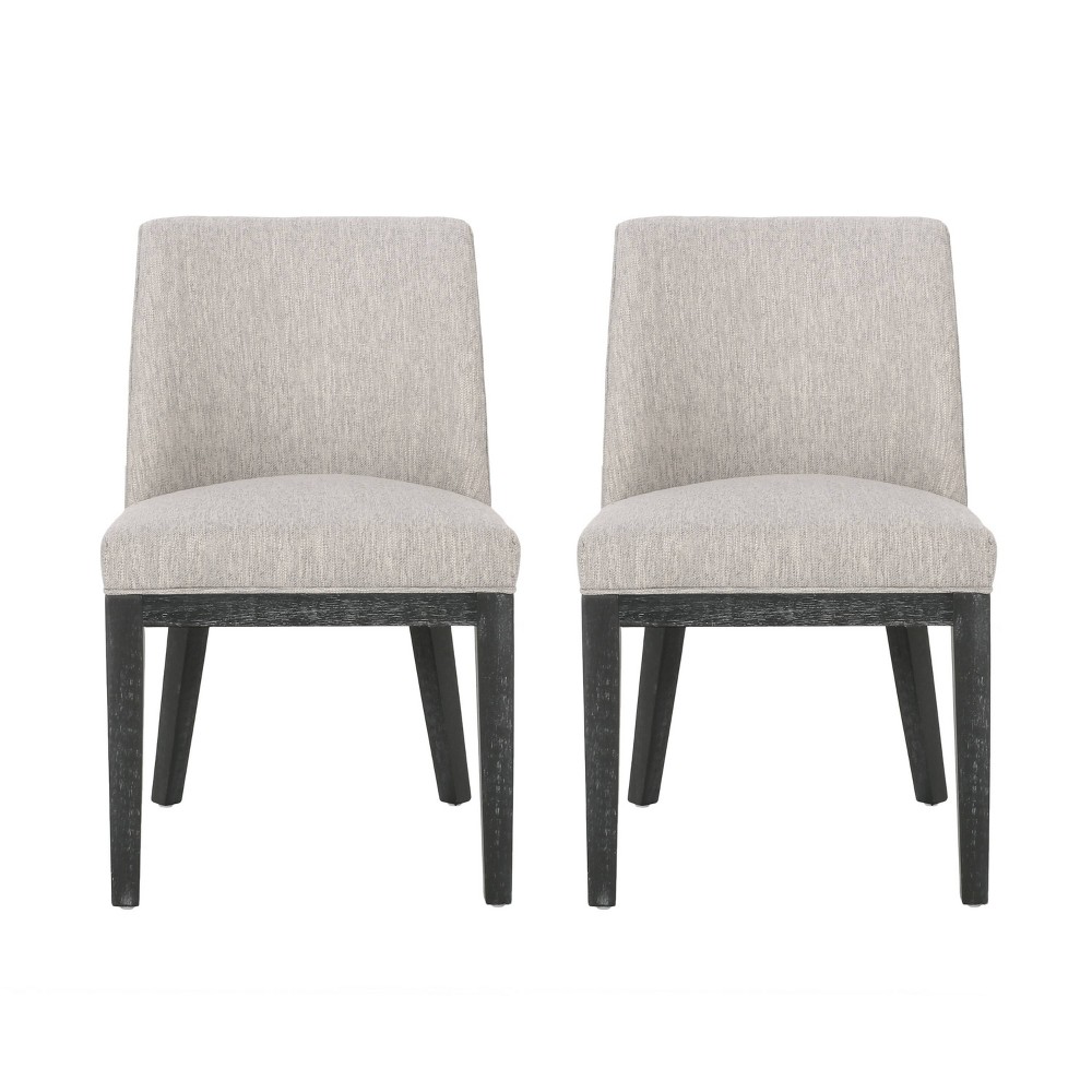 Photos - Dining Table Christopher Knight Home Set of 2 Camas Upholstered Dining Chairs Light Gray/Weathered Gray