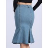 INSPIRE CHIC Women's High Waist Bodycon Ruffles Side Pockets Fishtail Midi Jean Skirt - 3 of 4
