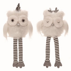 Transpac Plush Winter Owl Shelf Sitter Set of 2 Christmas Home Decorations - 1 of 1