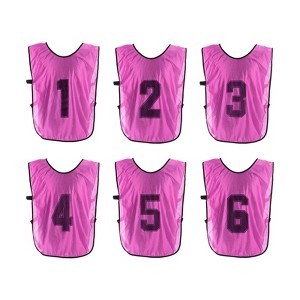 Unique Bargains Team Sports Reversible Numbered Soccer Training Vest 6 Pcs - 1 of 4