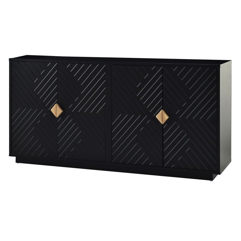 60" Modern Functional Large Storage Space Sideboard with Wooden Triangular Handles and Adjustable Shelves 4M - ModernLuxe, 4 of 14