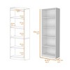 71in Contemporary Wood Bookcase with 5 Fixed Shelves and Closed Back Panel for Home Office or Living Room Storage-3irtyhousy - 4 of 4