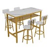 white gold 5-Piece Kitchen Counter Height Table Set, Bar Table with 4 Chairs - 2 of 4