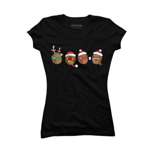 Junior's Design By Humans Christmas hedgehogs By Mangulica T-Shirt - 1 of 3