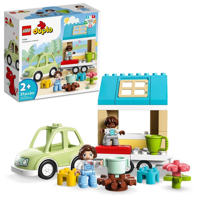 LEGO DUPLO Town Family House on Wheels Toy with Car 10986, 1 of 8
