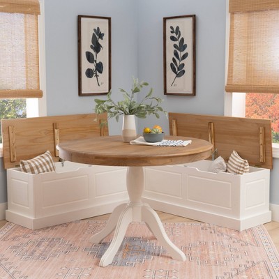 Natural Pine and White Backless Corner Nook Set
