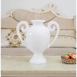 Uniquewise White Fiberglass Amphora Style Modern Centerpiece Vase