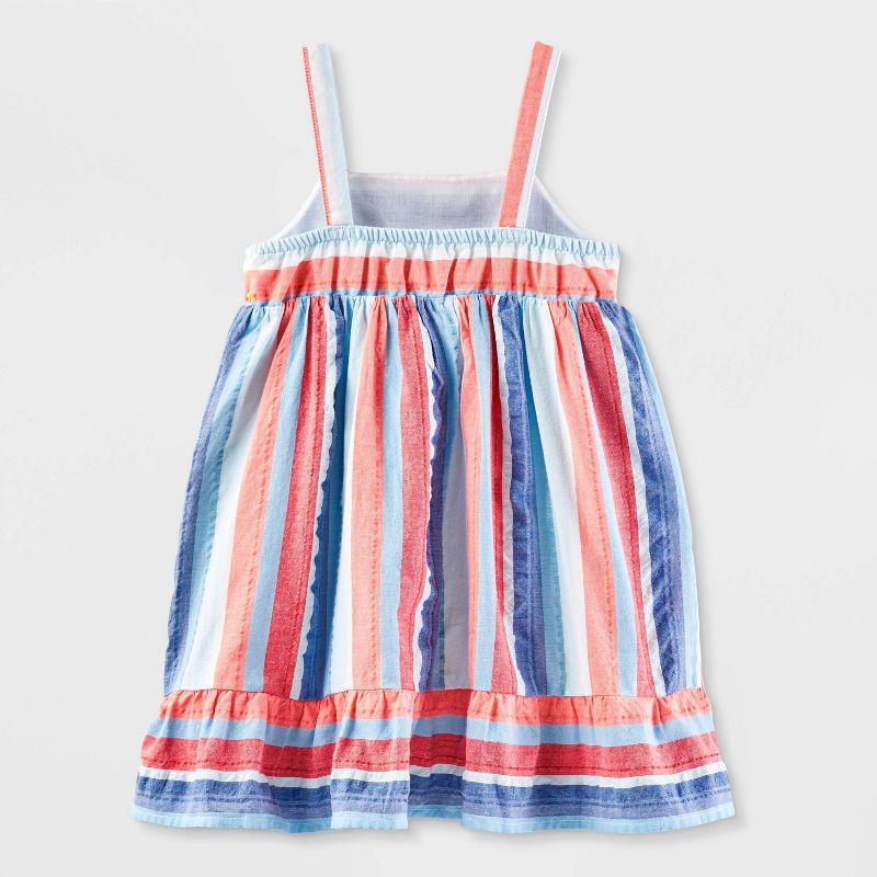 Toddler Girls&#39; Adaptive Striped Sleeveless Dress - Cat &#38; Jack&#8482; Red/Blue/White, 3 of 6