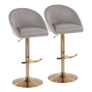 LumiSource Set of 2 Matisse Highback Adjustable Barstools Fabric - 1 of 4