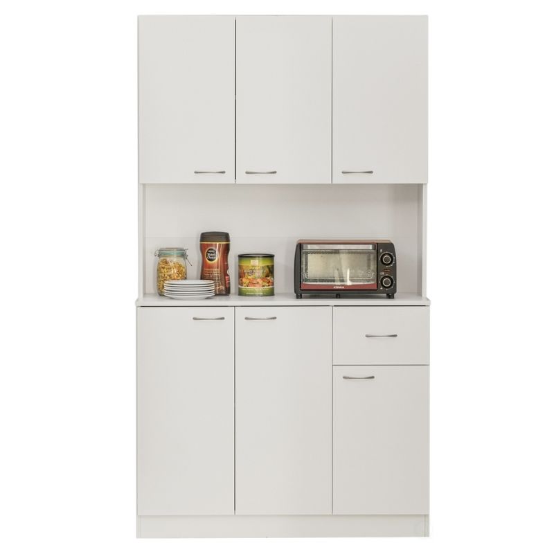 Basicwise Wooden Kitchen Pantry Storage Cabinet with Drawer, Doors and Shelves, White, 4 of 6